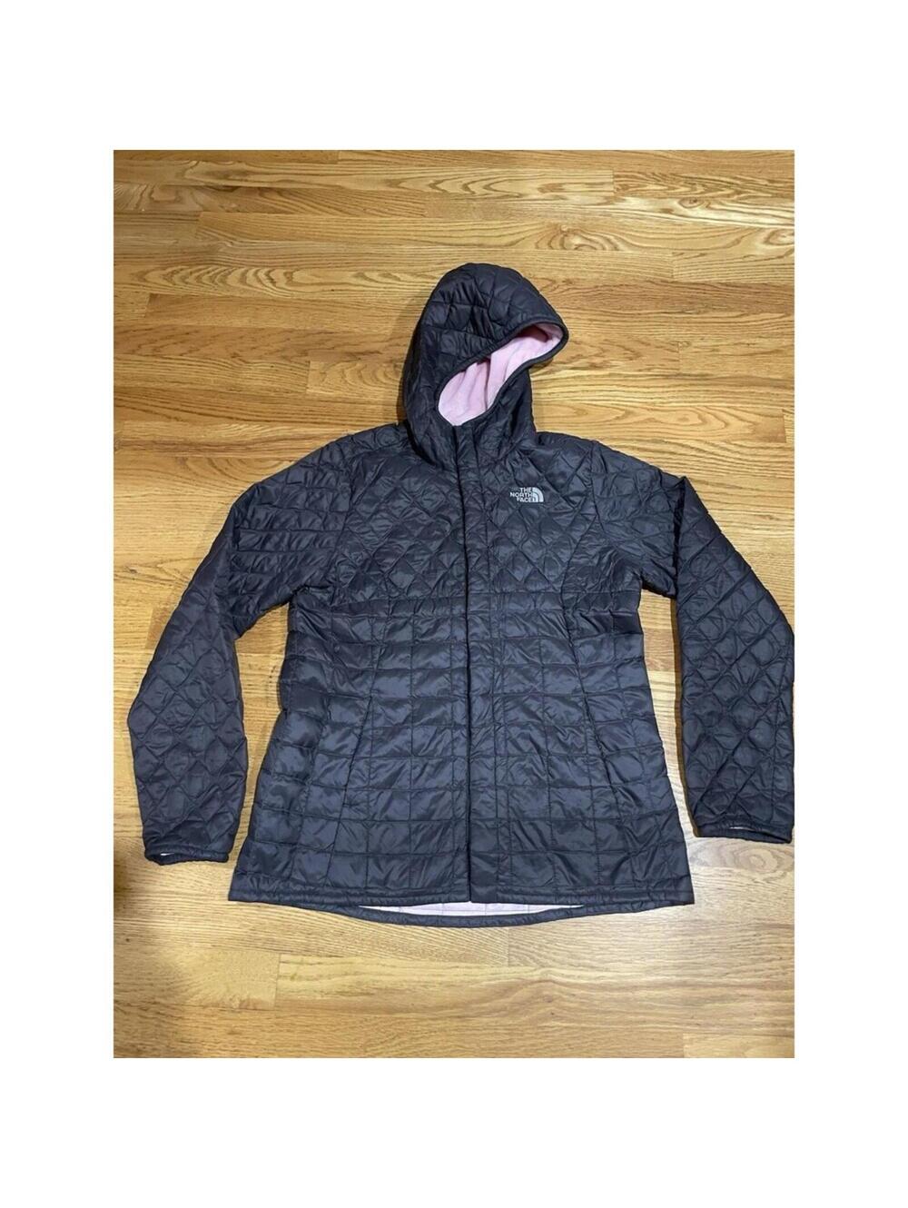 The North Face Girls Lexi Quilted Snow Jacket XL 18 Thermoball Hoodie Grey Pink